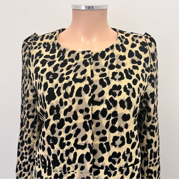 WAREHOUSE Leopard Print Jacket Elegant Snap Front - Sz S - Picture 3 of 14